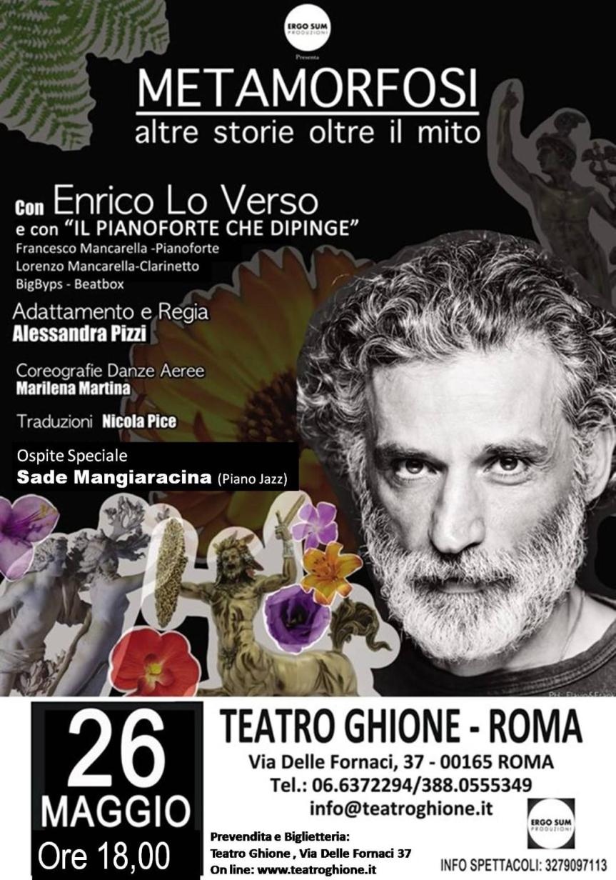 Teatro Ghione | Il 26 maggio Enrico Lo Verso in METAMORFOSI, altre Storie Oltre il Mito